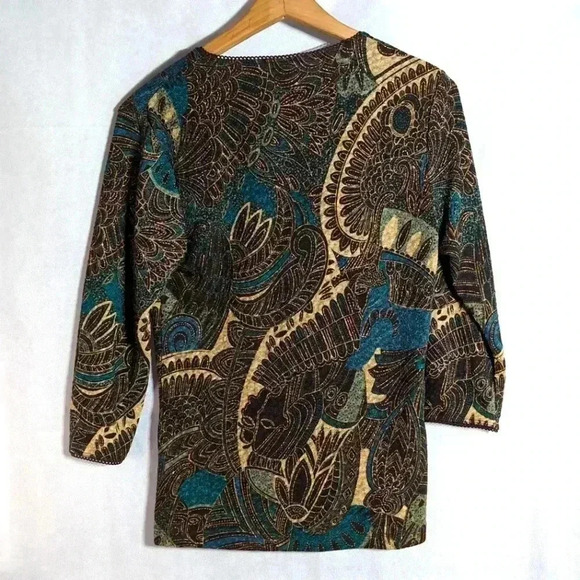 Blue and Gold Egyptian style blouse by Easter 5 th sz S - Picture 2 of 3